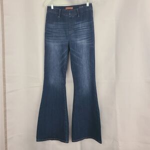 Judy Blue Sz 7/28 Blue Dark Wash Pull On Flare High Rise Denim Stretchy Jeans